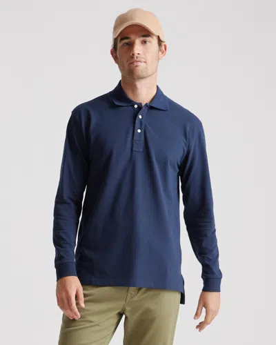 Quince Men's Long Sleeve Pique Polo In Navy