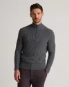 Quince Men's Luxe Baby Cashmere Cable Quarter Zip Sweater In Heather Pewter