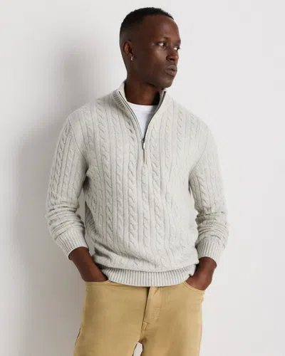 Quince Men's Luxe Baby Cashmere Cable Quarter Zip Sweater In White
