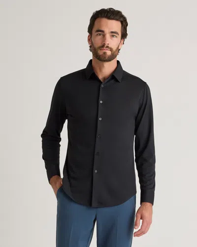Quince Men's Commuter Stretch Pique Long Sleeve Button Down In Black