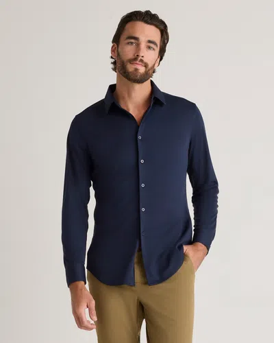 Quince Men's Commuter Stretch Pique Long Sleeve Button Down In Navy