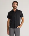Quince Men's Commuter Stretch Pique Short Sleeve Button Down In Black