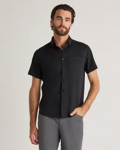 Quince Men's Commuter Stretch Pique Short Sleeve Button Down In Black