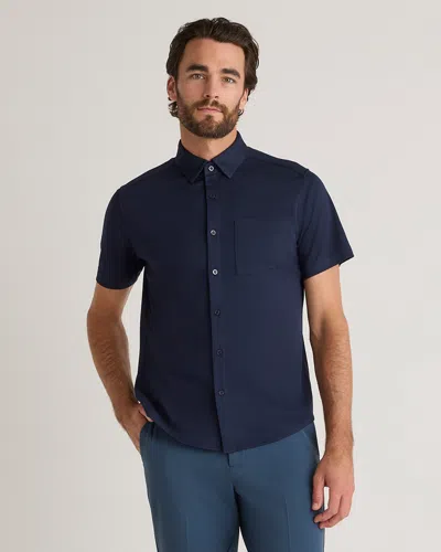 Quince Men's Commuter Stretch Pique Short Sleeve Button Down In Navy