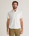 QUINCE MEN'S COMMUTER STRETCH PIQUE SHORT SLEEVE BUTTON DOWN