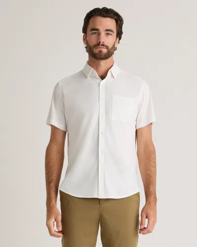 Quince Men's Commuter Stretch Pique Short Sleeve Button Down In White