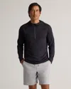 Quince Men's Mesh Performance Training Quarter Zip Hoodie In Heather Black