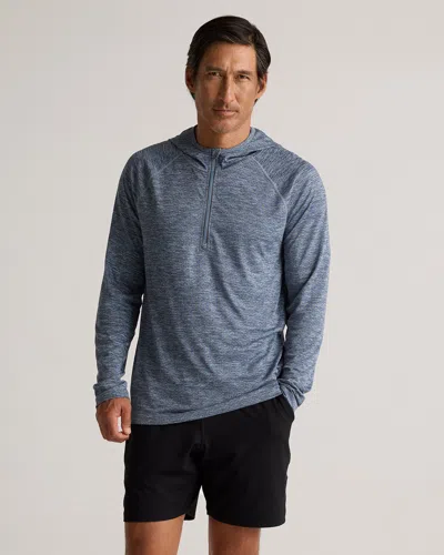 Quince Men's Mesh Performance Training Quarter Zip Hoodie In Heather Blue