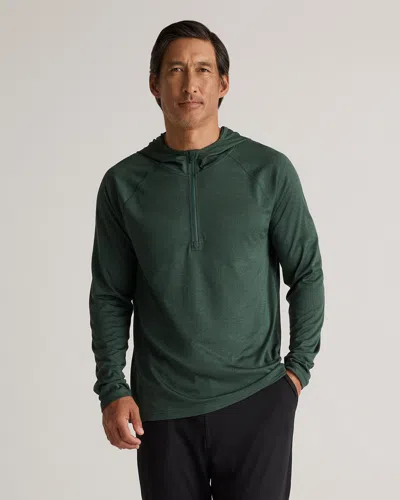 Quince Men's Mesh Performance Training Quarter Zip Hoodie In Heather Olive