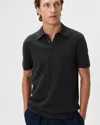 Quince Men's Mesh-stitch Sweater Polo In Gray