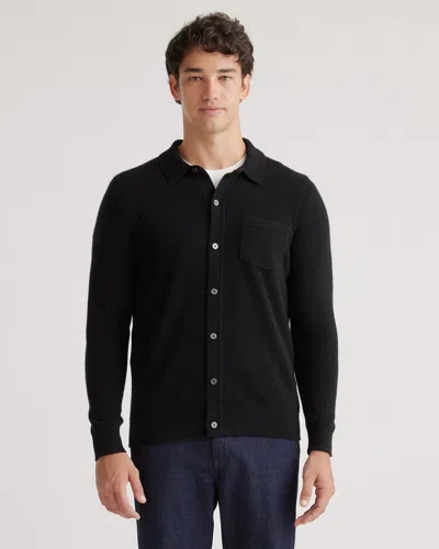 Quince Men's Mongolian Cashmere Button Down Sweater In Black