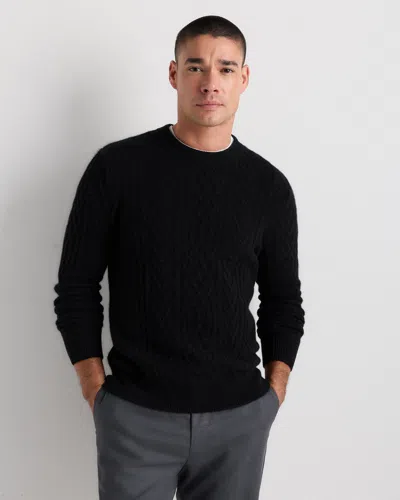 Quince Men's Mongolian Cashmere Cable Crewneck Sweater In Black