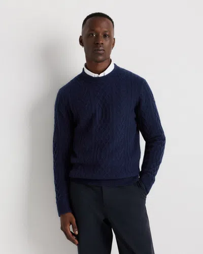 Quince Men's Mongolian Cashmere Cable Crewneck Sweater In Blue