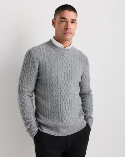 Quince Men's Mongolian Cashmere Cable Crewneck Sweater In Gray