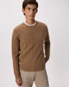 Quince Men's Mongolian Cashmere Classic Cable Crewneck Sweater In Brown