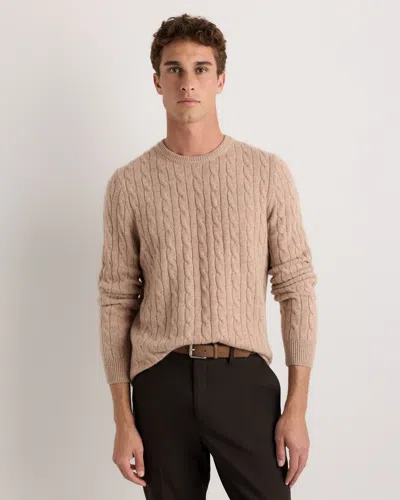 Quince Men's Mongolian Cashmere Classic Cable Crewneck Sweater In Nude