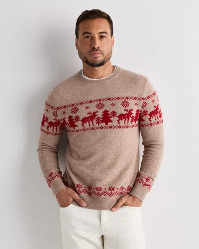 Quince Men's Mongolian Cashmere Fair Isle Christmas Sweater In Brown