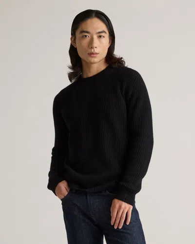 Quince Men's Mongolian Cashmere Fisherman Crewneck Sweater In Black