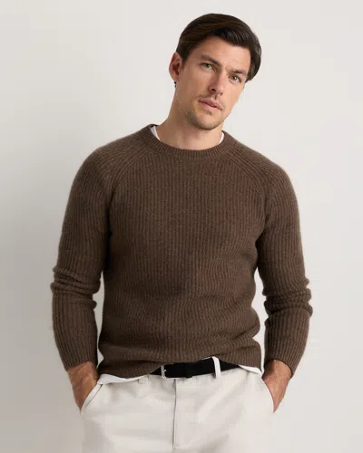 Quince Men's Mongolian Cashmere Fisherman Crewneck Sweater In Brown
