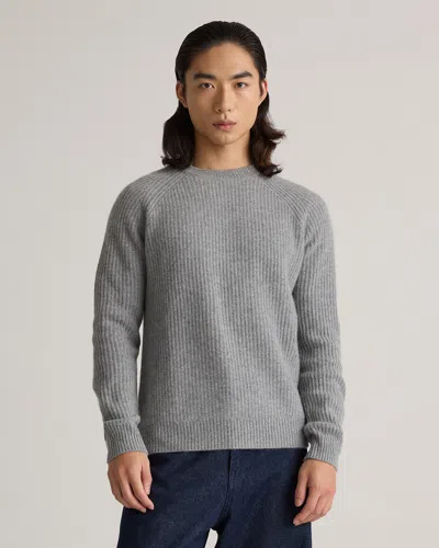 Quince Men's Mongolian Cashmere Fisherman Crewneck Sweater In Heather Grey