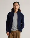 Quince Men's Mongolian Cashmere Fisherman Full Zip Sweater In Blue