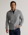 Quince Men's Mongolian Cashmere Fisherman Full Zip Sweater In Heather Grey