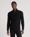 Quince Men's Mongolian Cashmere Fisherman Quarter Zip Sweater In Black