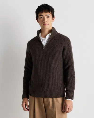 Quince Men's Mongolian Cashmere Fisherman Quarter Zip Sweater In Brown