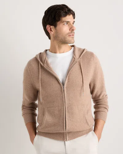 Quince Men's Mongolian Cashmere Full-zip Hoodie In Brown