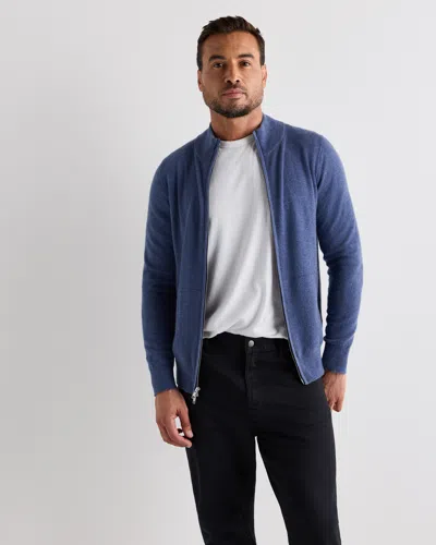 Quince Men's Mongolian Cashmere Full Zip Sweater In Blue