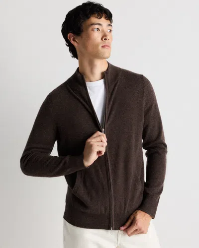 Quince Men's Mongolian Cashmere Full Zip Sweater In Brown