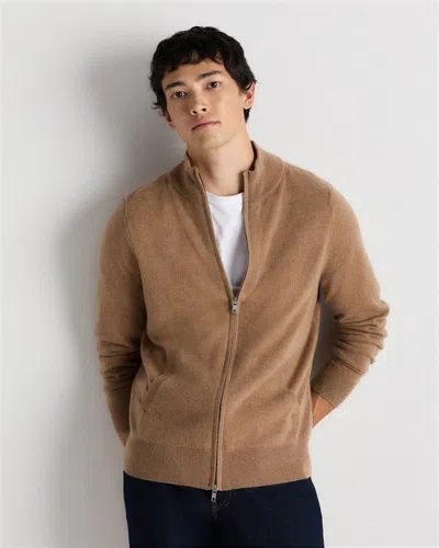Quince Men's Mongolian Cashmere Full Zip Sweater In Brown