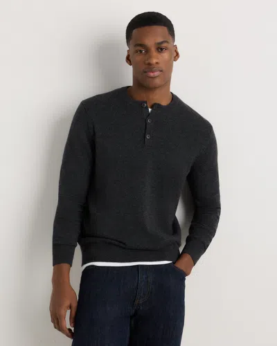 Quince Men's Mongolian Cashmere Henley Sweater In Black