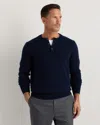 Quince Men's Mongolian Cashmere Henley Sweater In Blue