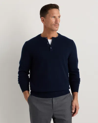 Quince Men's Mongolian Cashmere Henley Sweater In Blue