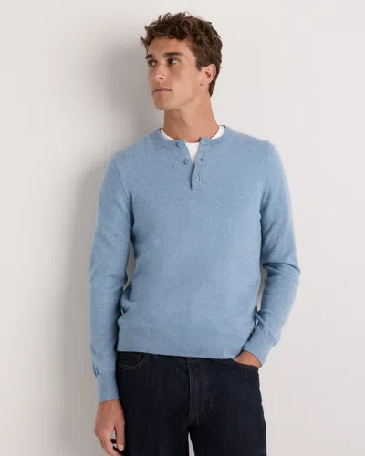 Quince Men's Mongolian Cashmere Henley Sweater In Blue