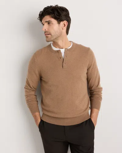 Quince Men's Mongolian Cashmere Henley Sweater In Brown