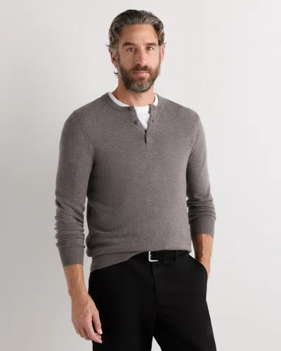 Quince Men's Mongolian Cashmere Henley Sweater In Brown