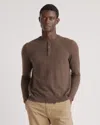 Quince Men's Mongolian Cashmere Henley Sweater In Brown