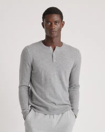 Quince Men's Mongolian Cashmere Henley Sweater In Heather Grey