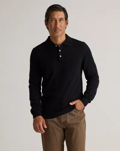 Quince Men's Mongolian Cashmere Polo Sweater In Black