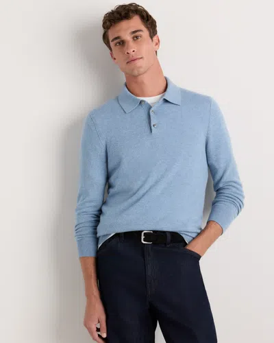 Quince Men's Mongolian Cashmere Polo Sweater In Blue