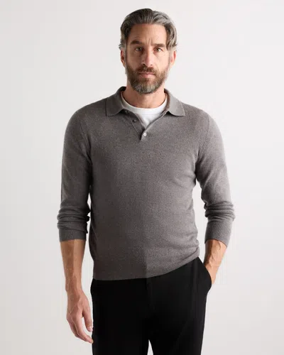 Quince Men's Mongolian Cashmere Polo Sweater In Brown