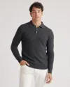 Quince Men's Mongolian Cashmere Polo Sweater In Charcoal