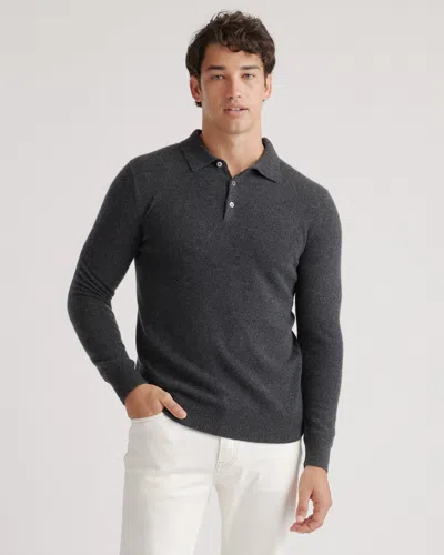 Quince Men's Mongolian Cashmere Polo Sweater In Charcoal