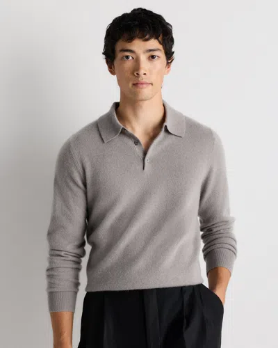Quince Men's Mongolian Cashmere Polo Sweater In Gray