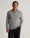 Quince Men's Mongolian Cashmere Polo Sweater In Heather Grey