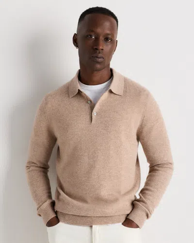 Quince Men's Mongolian Cashmere Polo Sweater In Neutral