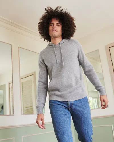 Quince Men's Mongolian Cashmere Pullover Hoodie In Heather Grey