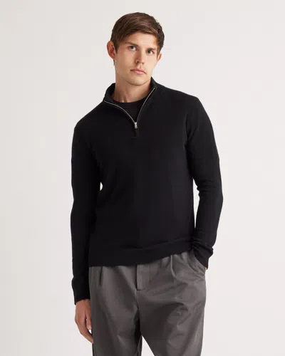 Quince Men's Mongolian Cashmere Quarter Zip Sweater In Black